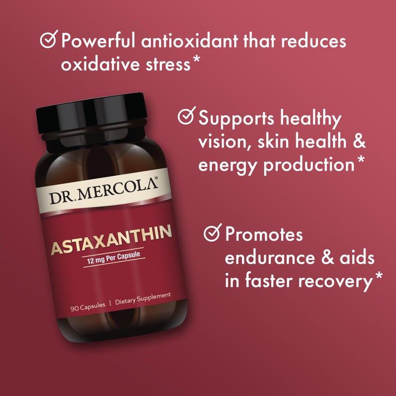 Dr. Mercola Organic Astaxanthin - 12 mg Astaxanthin - Powerful Antioxidant Support - Organic Microalgae Extract - Non-GMO, Gluten-Free & Soy-Free - 90 Capsules (90 Servings) - Image 4